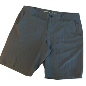 Oneill Shorts Men Size 38 Grey Plaid Flat Front Golf Walking, NWOT #188C